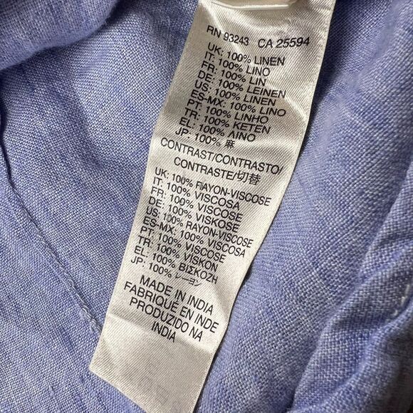 Diesel Men's 100% Linen Blue Button Down Long Sleeve Size S - Picture 2 of 6